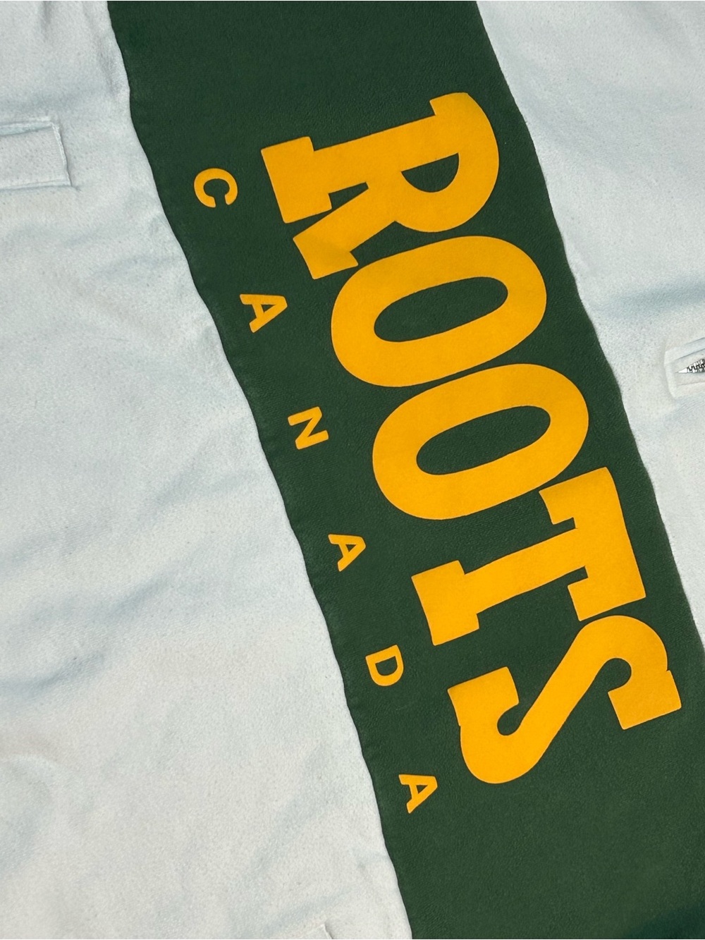 Roots Canada Retro Heritage Colorblock Quarter Zip Sweatshirt Green White M - Picture 3 of 9